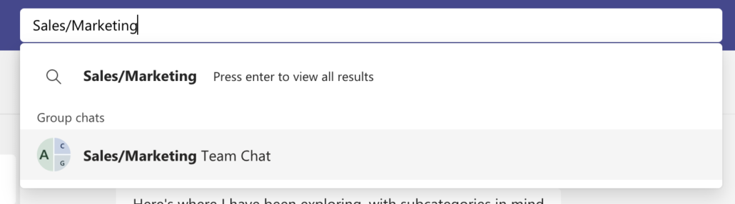 Microsoft Teams search